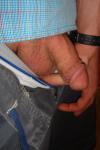 flashing his veins on a flaccid penis