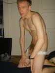 Stretching out  Jockey sport underwear with grey wasteband.