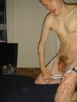 Stretching out  Jockey sport underwear with grey wasteband.