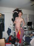 Standing nude with clothes