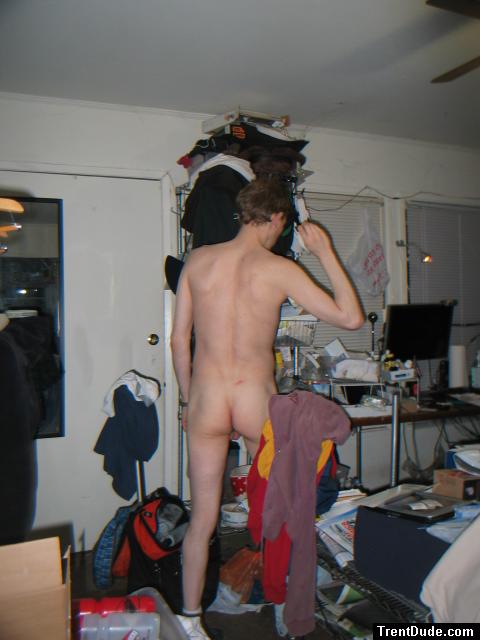 Standing Nude doing luandry