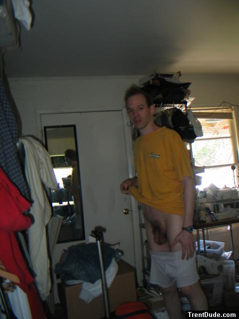 Flashing penis in boxer briefs