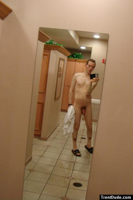 Taking a quick photo before someone walks into the locker room