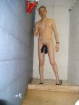 Wash cloth hanging from flaccid penis