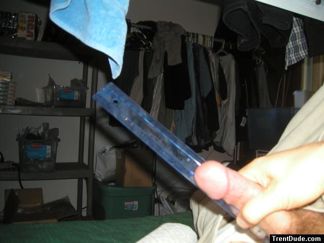 Measuring his erect penis to watch for indications of erectile dysfunction