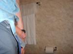 Flashing in a hotel bathroom