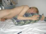 hugging the pillow