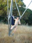 Naked outdoors - climbing the electrical tower - Don't get electrocuted!