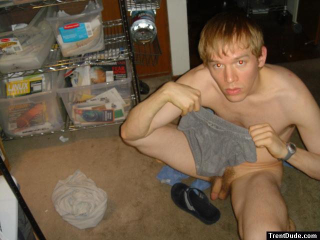 Nude displaying gray underwear