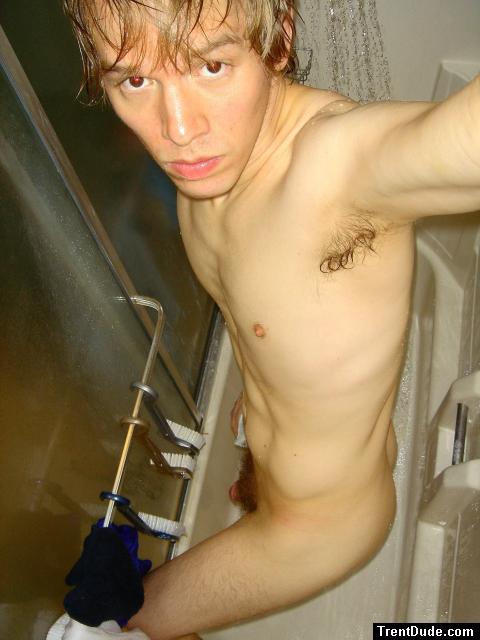 Nice scrubbing brushes near his penis