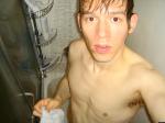 face in shower.