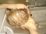 Soapy hair and shoulders