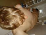 Top of head in Shower