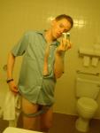 unbuttoning the top shirt