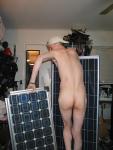 About to carry the solar panels outside