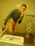 grey underwear at his knees