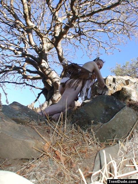 Rock climbing in the nude (rear)