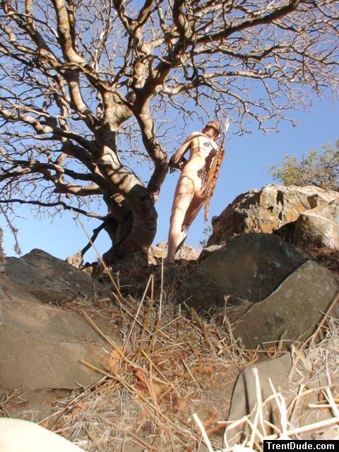 Nude rock climber