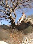 Nude rock climber