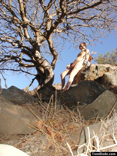 Nude rock climber