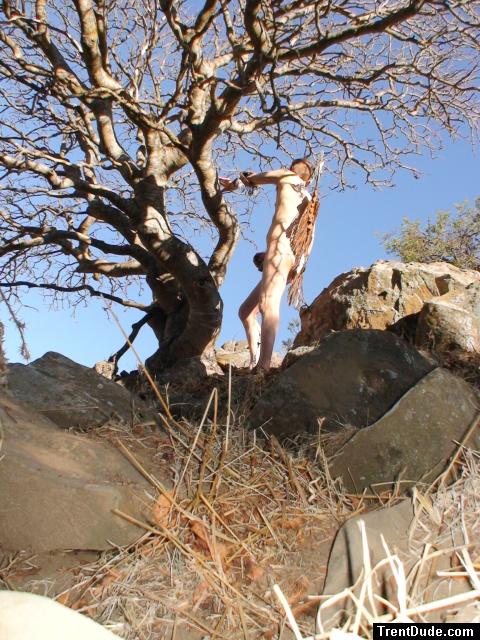Nude rock climber