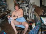 Putting on some Tommy Hilfiger briefs after a shower