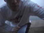 Showing penis closeup outside on a foggy day