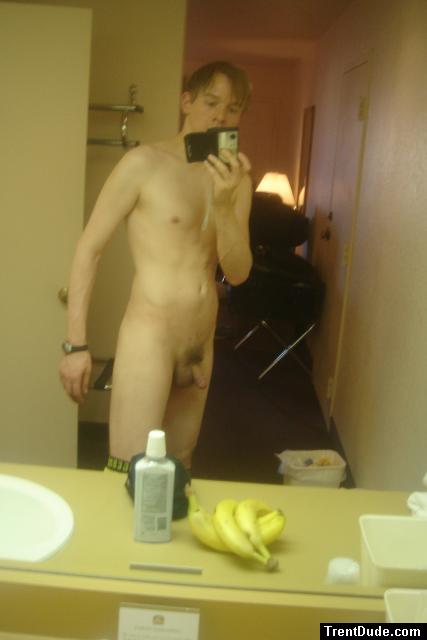 Naked in a hotel room