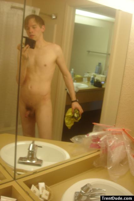Naked in a hotel room