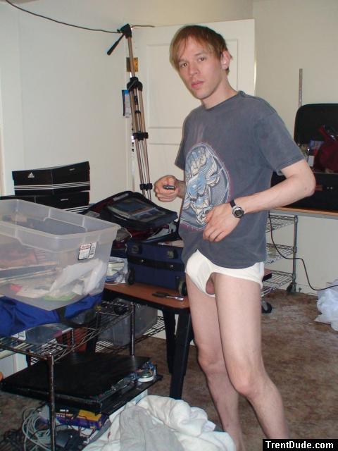 tightey whiteys and a t-shirt