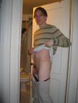 Undressing from a green shirt