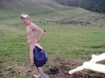 trying to look cool with a backpack