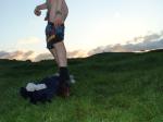 Pulling down boxers at sunrise
