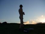 butt and penis silhouette at sunrise