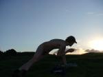 Doing some push-ups to the pass the time
