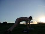 Doing some push-ups to the pass the time