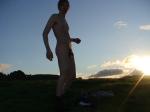 Sun hitting his balls