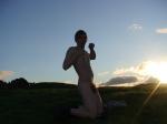 sun on his abdomen