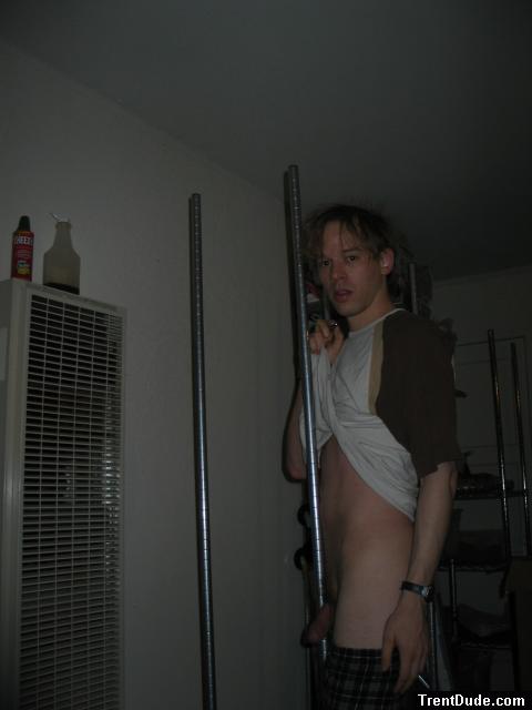 Male penis by a pole