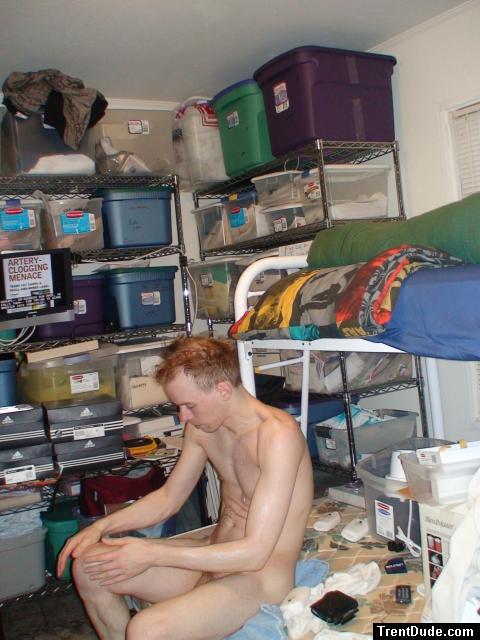 Sitting down nude!