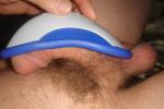 curved Penis filling an entire athletic cup!