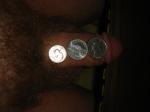 flaccid penis and a dime, nickle, quarter