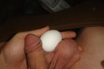 Similar in size to a large egg