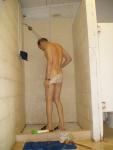 Removing white speedo in the shower (slipping off butt)