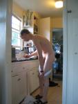 Undressing in the kitchen