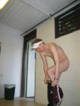swimmer changing in the locker room (with the door open again, hello!)