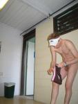 swimmer changing in the locker room, small penis
