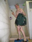 Using a backpack to cover up