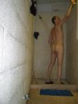 reaching for the shampoo