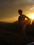 Trent Nude at sun rise with a golden sky